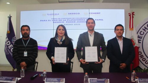 Firman Sedeco y TSJE-CJE convenio para el uso de la plataforma digital Cero Papel Tlaxcala