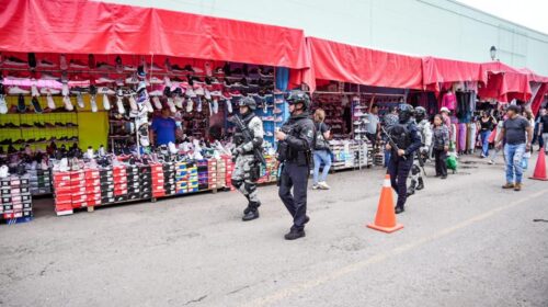 Policía municipal de Tlaxcala y GN blindan la seguridad del tianguis sabatino