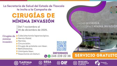 Invita Secretaría de Salud a campaña de cirugías de mínima invasión en Tlaxcala