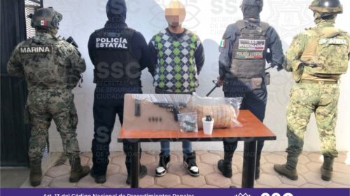 Detienen SSC y Marina a sujeto por portación ilegal de arma de fuego