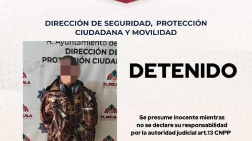 Policía municipal de Tlaxcala asegura a masculino con joyas y presuntas sustancias ilícitas en Tlapancalco