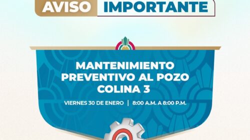 Capam dará mantenimiento preventivo al pozo Colina 3 para garantizar un mejor servicio de agua potable en la capital