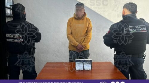 En acciones contra el narcomenudeo detiene la Secretaría de Seguridad Ciudadana a sujeto en Hueyotlipan