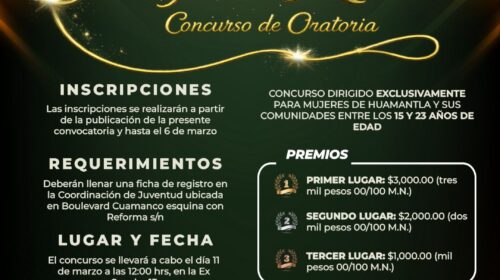 Huamantla convoca al Concurso de Oratoria “Mujeres Líderes: Mujeres Reales”