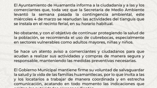 En Huamantla se reanudan las actividades del tianguis de los miércoles en el recinto ferial