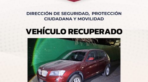 Recupera policía municipal de Tlaxcala vehículo de alta gama con reporte de robo