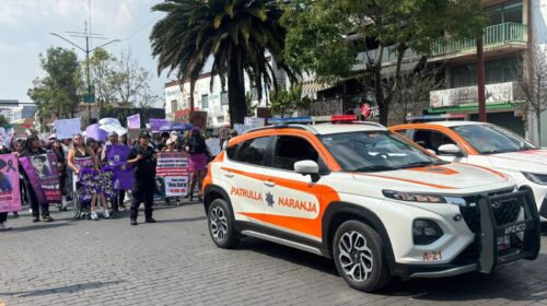 Acompaña policía de Apizaco marcha del Día de la Mujer