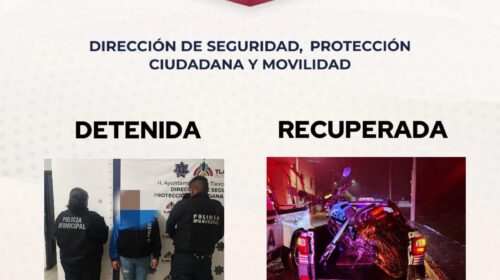 Recupera policía municipal de Tlaxcala motocicleta con reporte de robo y detiene a una mujer en El Sabinal