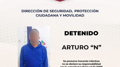 Policía municipal de Tlaxcala asegura a persona por alterar el orden público en San Hipólito Chimalpa