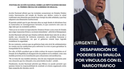 PAN Tlaxcala explota contra Sinaloa: exige desaparición de poderes por presuntos nexos con el narco