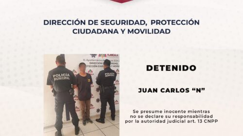 Policía municipal de Tlaxcala detiene a sujeto armado en San Diego Metepec