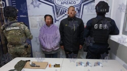 Detiene policía de Apizaco y Marina a sujetos con arma de fuego