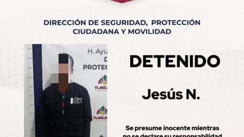 Operativo de la policía municipal de Tlaxcala permite recuperar vehículo robado y asegurar a presunto responsable