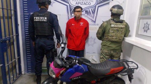 Aseguran policía de Apizaco y Marina motocicleta con reporte de robo