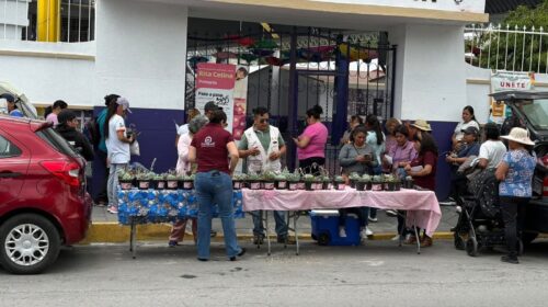 Benjamín Atonal Conde fortalece cercanía con mamás de Totolac; entregan más de 400 plantas y helados