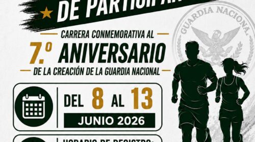 Invita ayuntamiento de Tlaxcala a la carrera conmemorativa al 7° Aniversario de la Guardia Nacional y llama a tomar previsiones viales