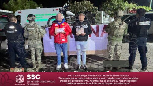 Detienen SSC y Marina a dos sujetos por portación de objeto apto para agredir