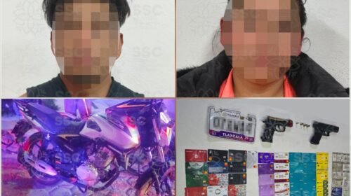 Detienen SSC, Marina y policía municipal a dos personas por portación de objetos aptos para agredir en Huamantla 