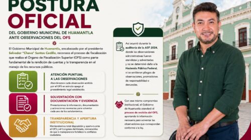 Gobierno de Huamantla atenderá observaciones del OFS conforme al procedimiento legal