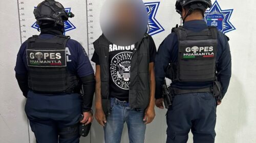 Policía Municipal de Huamantla asegura arma de fuego y pone a disposición a un masculino ante la FGR