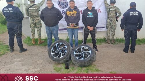 Detiene SSC y Marina a tres sujetos por robo de autopartes en Calpulalpan 