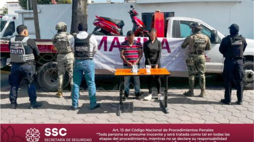 Detienen SSC y Marina a dos personas por narcomenudeo en Chiautempan
