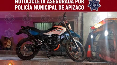 Recuperan Policía de #Apizaco y #Marina motocicleta robada con violencia en el Estado de México
