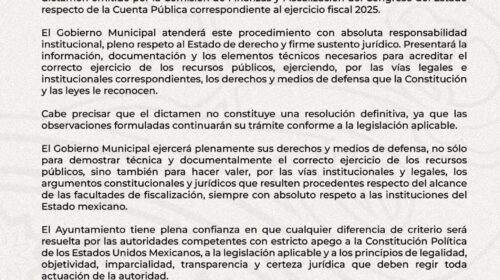 Gobierno de Huamantla fija postura ante dictamen de la Cuenta Pública 2025 y refrenda su compromiso con la transparencia