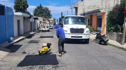 Tetlanohcan avanza con programa permanente de bacheo; suman 650 metros cuadrados atendidos