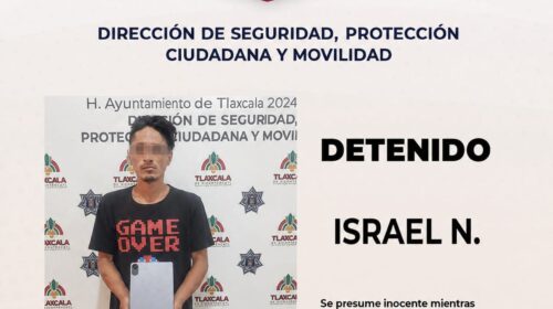 Policía municipal de Tlaxcala captura y pone a disposición de la Fiscalía a presunto ladrón 