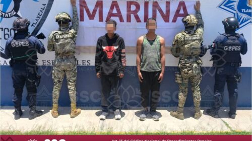 Detienen SSC y Marina a dos sujetos por narcomenudeo en Huactzinco