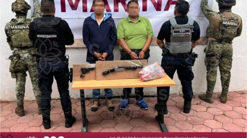 Detienen SSC a dos sujetos por portación ilegal de arma de fuego