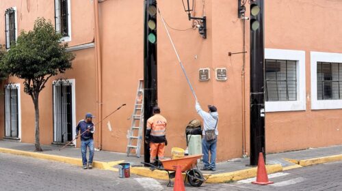 Refuerza ayuntamiento de Tlaxcala trabajo en territorio con rehabilitación de semáforos en el centro de la capital 