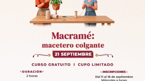 Iniciará ayuntamiento de Tlaxcala inscripciones para curso gratuito de macramé el 11 de septiembre 