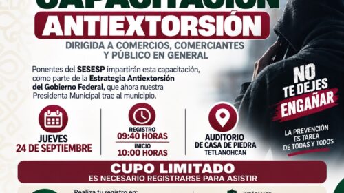 Tetlanohcan acerca capacitación antiextorsión a comerciantes y ciudadanía