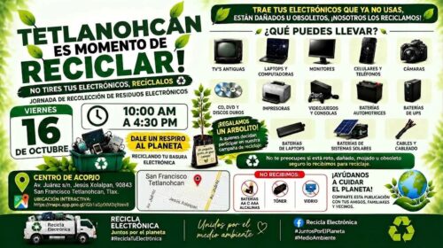 Cambiarán aparatos electrónicos viejos por árboles en Tetlanohcan este 16 de octubre