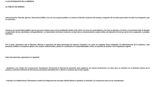 ¡ATAH LANZA ADVERTENCIA! AMAGA CON ACCIONES LEGALES POR FILTRACIÓN DE DATOS Y PIDE A MEDIOS NO INTERFERIR EN SUS ASUNTOS INTERNOS